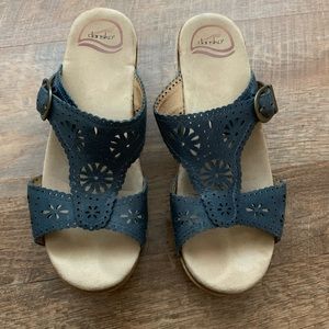Dansko Sapphire Leather Cutout Slides Sandals